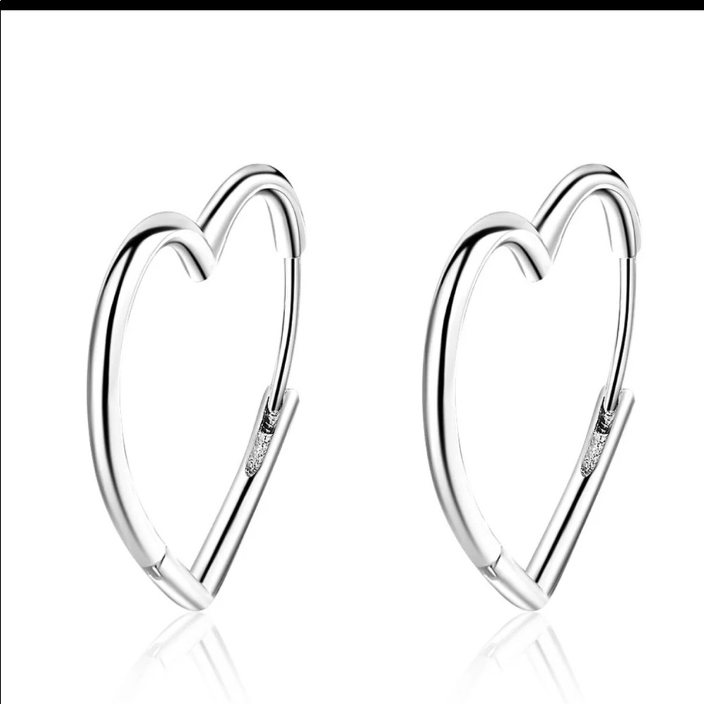 Silver heart hoops